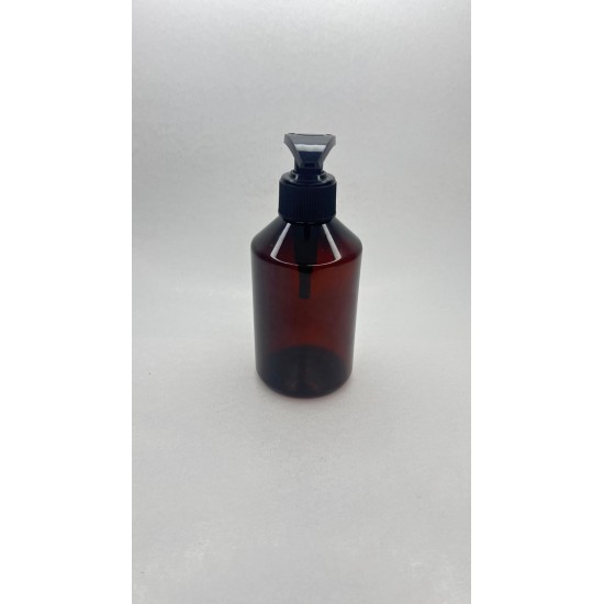 250 ml Kahverengi Plastik Şişe (PET) Siyah Sıvı Sabun Pompalı (28 Ağız)