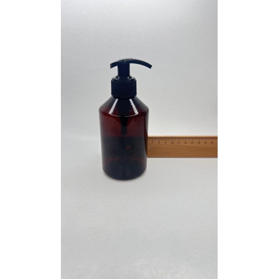 250 ml Kahverengi Plastik Şişe (PET) Siyah Sıvı Sabun Pompalı (28 Ağız)