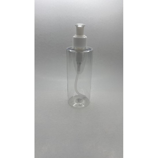 250 ml Şeffaf Plastik Şişe (PET) Beyaz Sıvı Sabun Pompalı (24 Ağız)