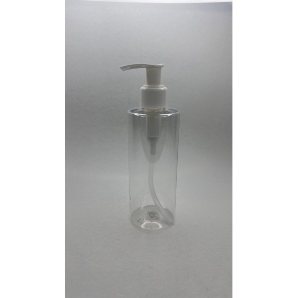 250 ml Şeffaf Plastik Şişe (PET) Beyaz Sıvı Sabun Pompalı (24 Ağız)