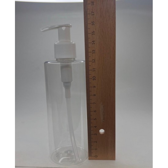 250 ml Şeffaf Plastik Şişe (PET) Beyaz Sıvı Sabun Pompalı (24 Ağız)