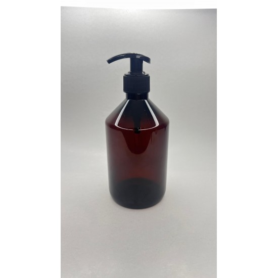 500 ml Kahverengi Plastik Şişe (PET) Siyah Sıvı Sabun Pompalı (28 Ağız)