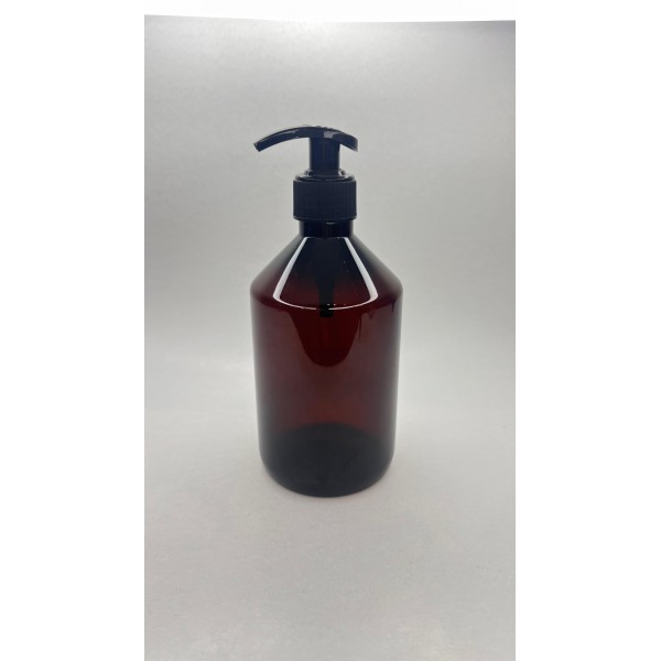 500 ml Kahverengi Plastik Şişe (PET) Siyah Sıvı Sabun Pompalı (28 Ağız)
