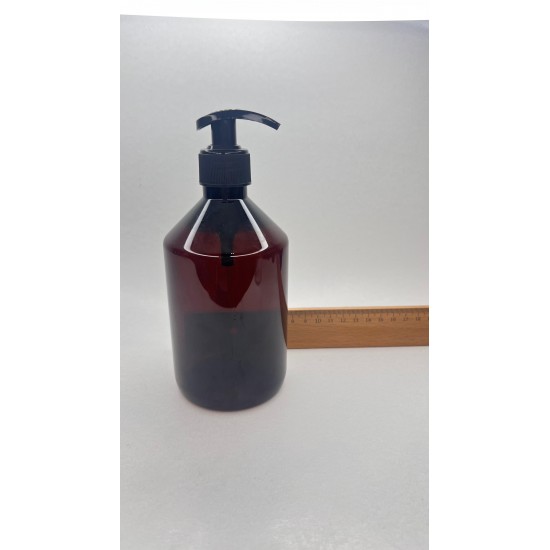500 ml Kahverengi Plastik Şişe (PET) Siyah Sıvı Sabun Pompalı (28 Ağız)