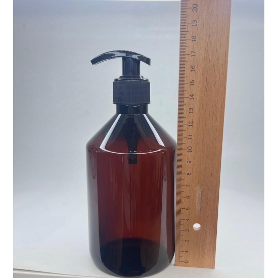 500 ml Kahverengi Plastik Şişe (PET) Siyah Sıvı Sabun Pompalı (28 Ağız)