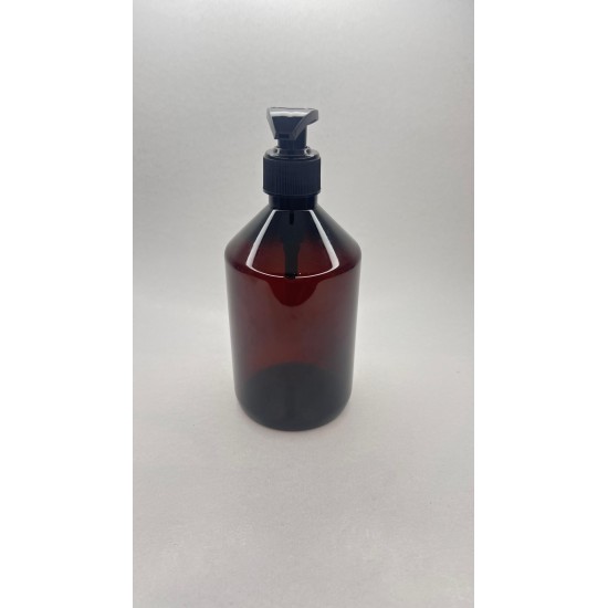500 ml Kahverengi Plastik Şişe (PET) Siyah Sıvı Sabun Pompalı (28 Ağız)