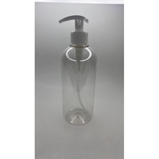 500 ml Şeffaf Plastik Şişe (PET) Beyaz Sıvı Sabun Pompalı (28 Ağız)