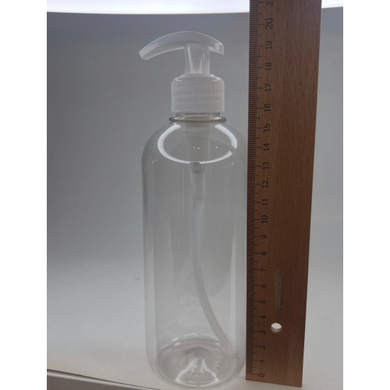 500 ml Şeffaf Plastik Şişe (PET) Beyaz Sıvı Sabun Pompalı (28 Ağız)