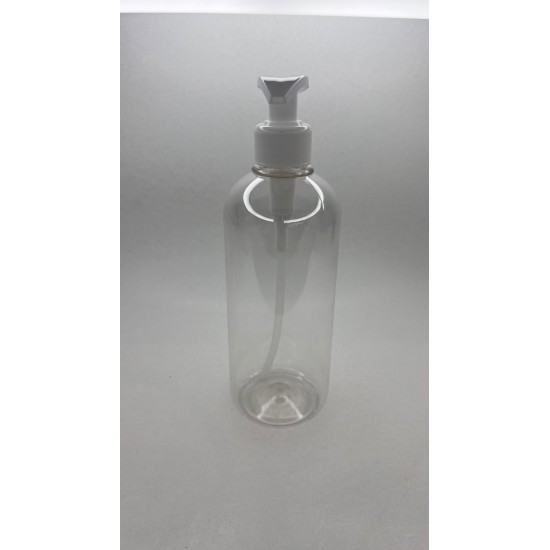500 ml Şeffaf Plastik Şişe (PET) Beyaz Sıvı Sabun Pompalı (28 Ağız)