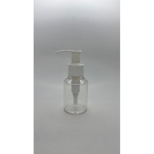 60 ml Şeffaf Plastik Şişe (PET) Beyaz Sıvı Sabun Pompalı (24 Ağız)