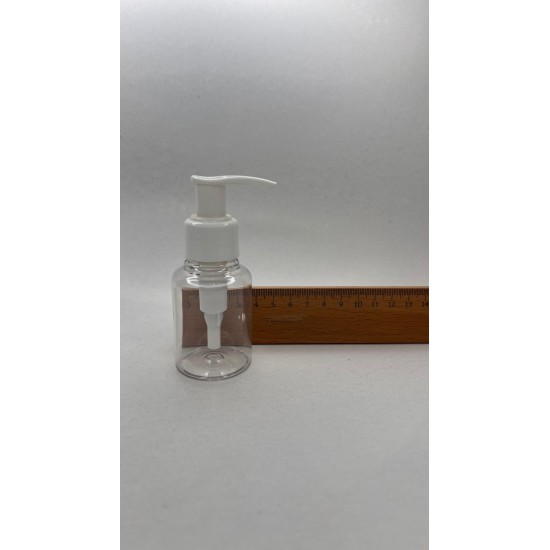 60 ml Şeffaf Plastik Şişe (PET) Beyaz Sıvı Sabun Pompalı (24 Ağız)