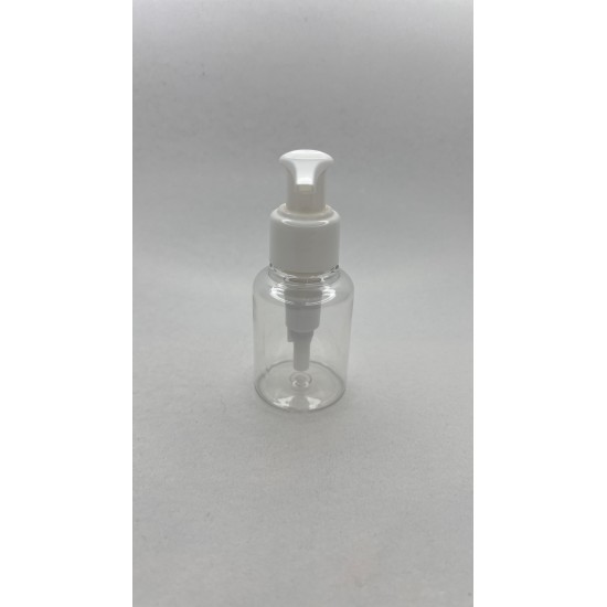 60 ml Şeffaf Plastik Şişe (PET) Beyaz Sıvı Sabun Pompalı (24 Ağız)