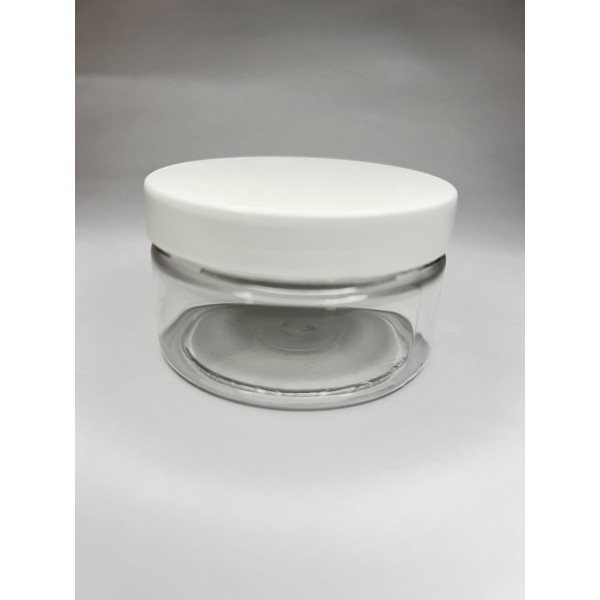 100 ml Akrilik Şeffaf Plastik Kozmetik Krem Kavanozu Beyaz Kapaklı