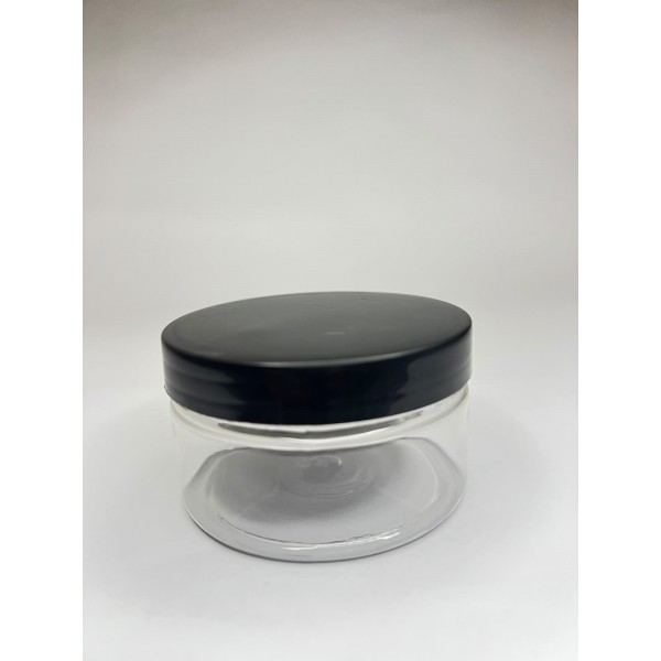 100 ml Akrilik Şeffaf Plastik Kozmetik Krem Kavanozu Siyah Kapaklı