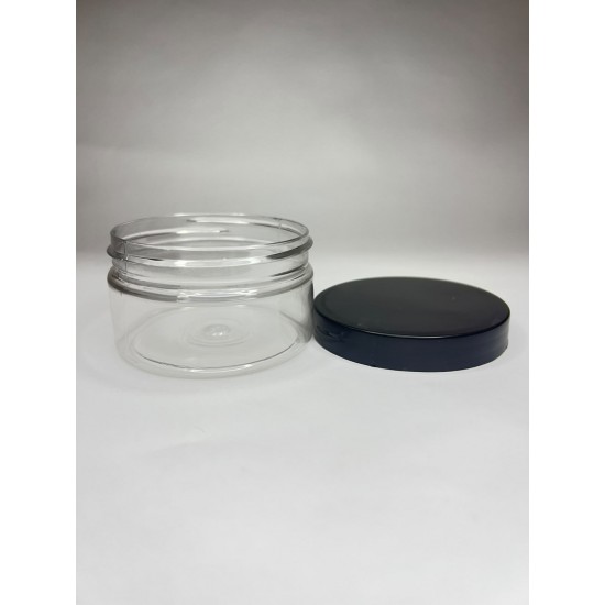 100 ml Akrilik Şeffaf Plastik Kozmetik Krem Kavanozu Siyah Kapaklı