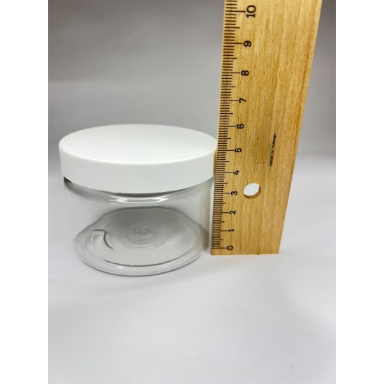 150 ml Akrilik Şeffaf Plastik Kozmetik Krem Kavanozu Beyaz Kapaklı
