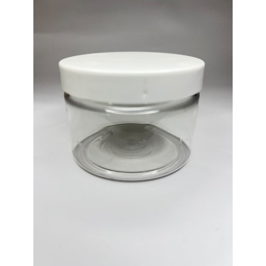 150 ml Akrilik Şeffaf Plastik Kozmetik Krem Kavanozu Beyaz Kapaklı