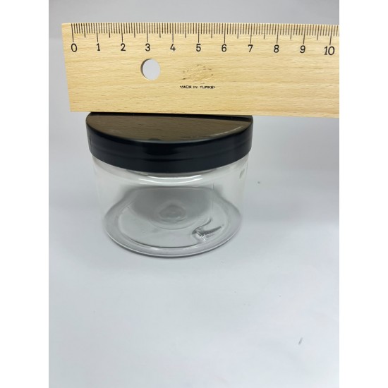 150 ml Akrilik Şeffaf Plastik Kozmetik Krem Kavanozu Siyah Kapaklı