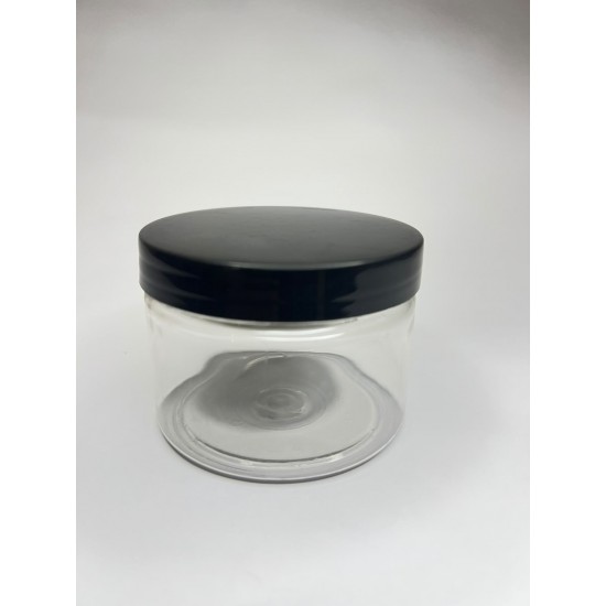 150 ml Akrilik Şeffaf Plastik Kozmetik Krem Kavanozu Siyah Kapaklı