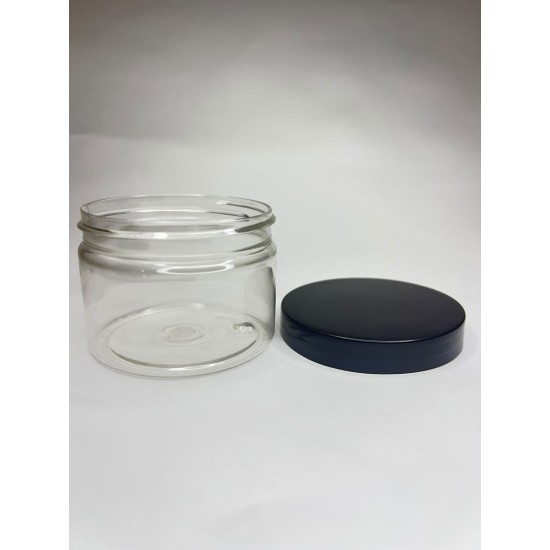 150 ml Akrilik Şeffaf Plastik Kozmetik Krem Kavanozu Siyah Kapaklı