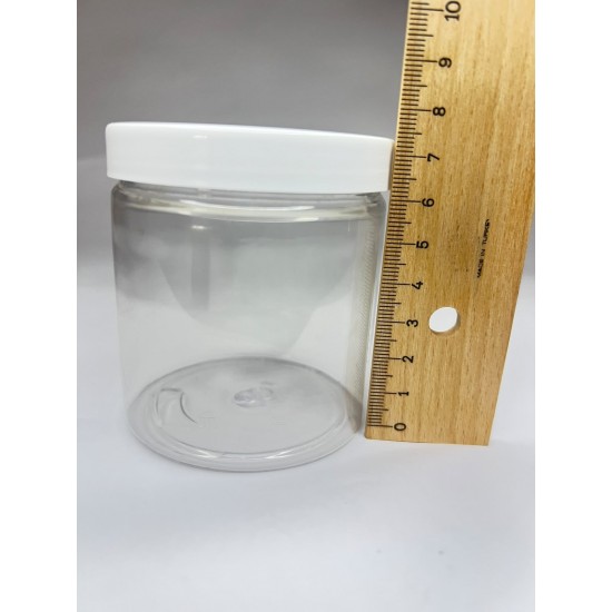 250 ml Akrilik Şeffaf Plastik Kozmetik Krem Kavanozu Beyaz Kapaklı