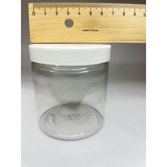 250 ml Akrilik Şeffaf Plastik Kozmetik Krem Kavanozu Beyaz Kapaklı
