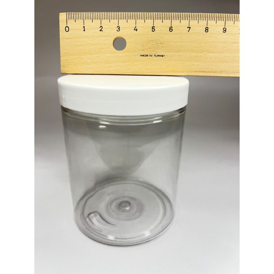 300ml Şeffaf Akrilik Plastik  Krem Kavanozu Beyaz Kapaklı