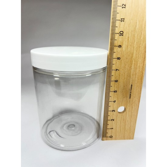 300ml Şeffaf Akrilik Plastik  Krem Kavanozu Beyaz Kapaklı