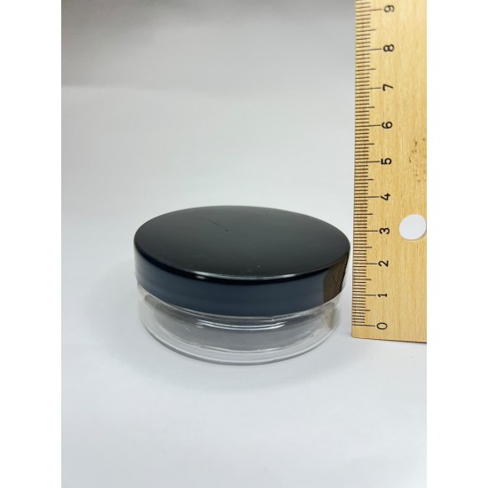 50 ml Akrilik Şeffaf Plastik Kozmetik Krem Kavanozu Siyah Kapaklı