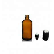100 ml Kahverengi (Amber) Cam Şişe Siyah Rollon Başlıklı