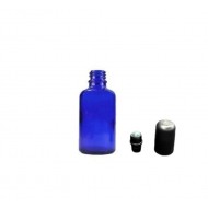 30 ml Mavi (Kobalt) Cam Şişe Siyah Rollon Başlıklı