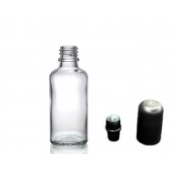 30 ml Şeffaf Cam Şişe Siyah Rollon Başlıklı