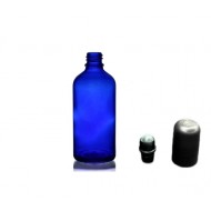 50 ml Mavi (Kobalt) Cam Şişe Siyah Rollon Başlıklı