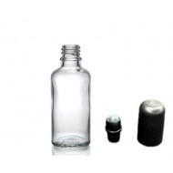 50 ml Şeffaf Cam Şişe Siyah Rollon Başlıklı