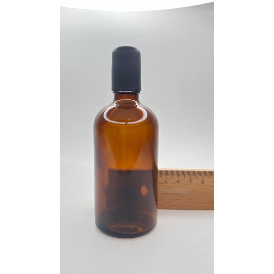 100 ml Kahverengi (Amber) Cam Şişe Siyah Rollon Başlıklı