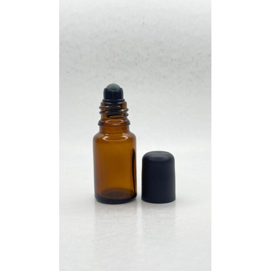 10 ml Kahverengi(Amber) Cam Şişe Siyah Rollon Başlıklı