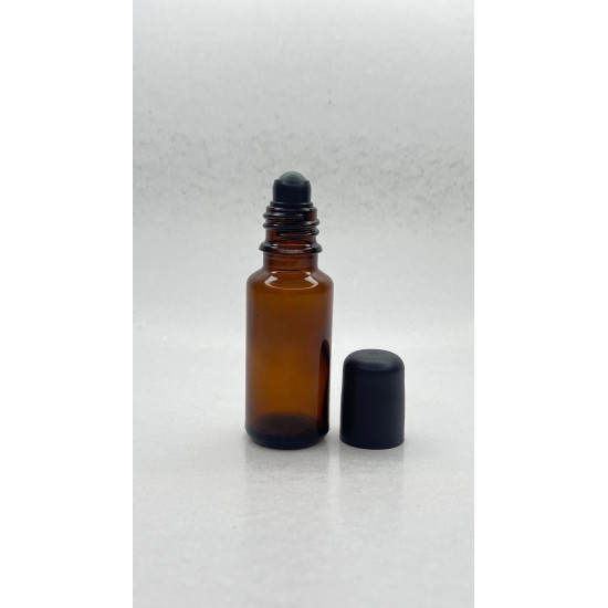 20 ml Kahverengi (Amber) Cam Şişe Siyah Rollon Başlıklı
