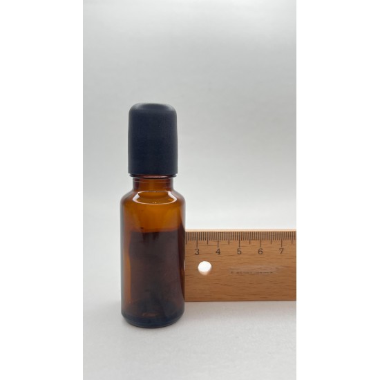 20 ml Kahverengi (Amber) Cam Şişe Siyah Rollon Başlıklı