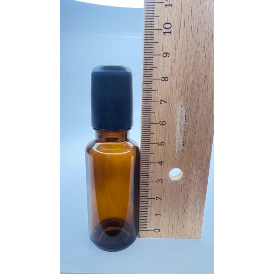 20 ml Kahverengi (Amber) Cam Şişe Siyah Rollon Başlıklı