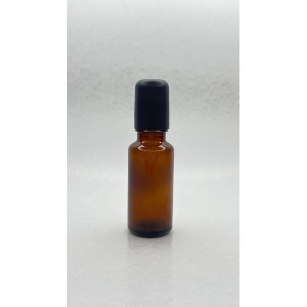 20 ml Kahverengi (Amber) Cam Şişe Siyah Rollon Başlıklı