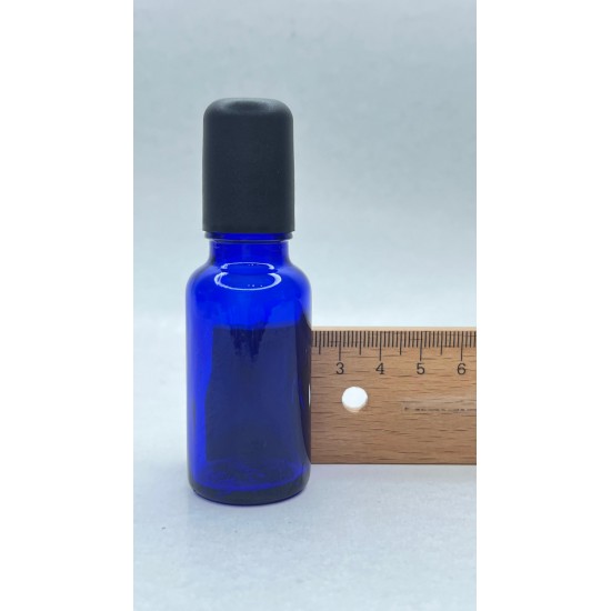 20 ml Mavi (Kobalt) Cam Şişe Siyah Rollon Başlıkl