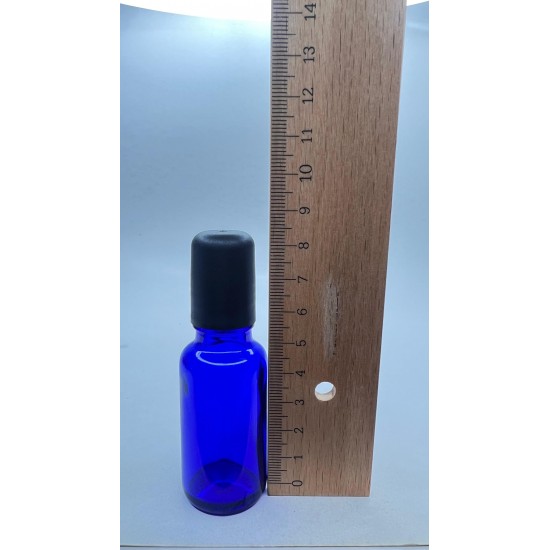20 ml Mavi (Kobalt) Cam Şişe Siyah Rollon Başlıkl