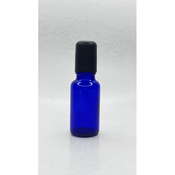 20 ml Mavi (Kobalt) Cam Şişe Siyah Rollon Başlıkl