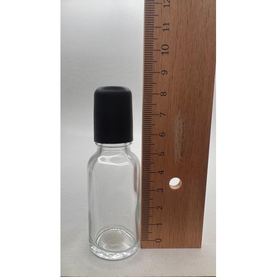 20 ml Şeffaf Cam Şişe Siyah Rollon Başlıklı