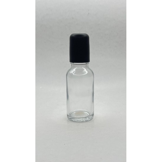 20 ml Şeffaf Cam Şişe Siyah Rollon Başlıklı