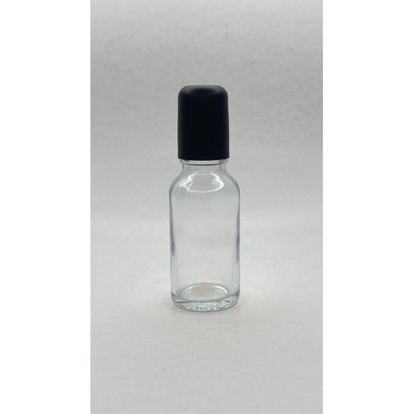 20 ml Şeffaf Cam Şişe Siyah Rollon Başlıklı