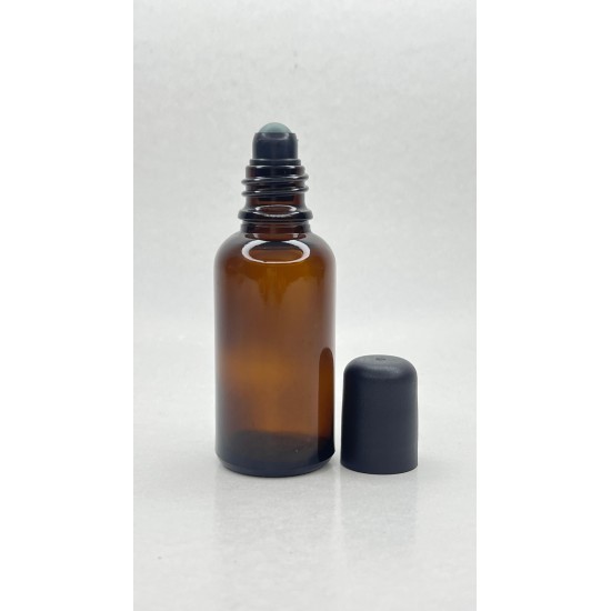 30 ml Kahverengi (Amber) Cam Şişe Siyah Rollon Başlıklı