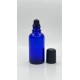 30 ml Mavi (Kobalt) Cam Şişe Siyah Rollon Başlıklı