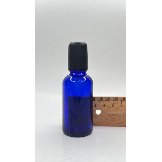 30 ml Mavi (Kobalt) Cam Şişe Siyah Rollon Başlıklı