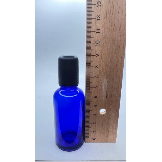 30 ml Mavi (Kobalt) Cam Şişe Siyah Rollon Başlıklı